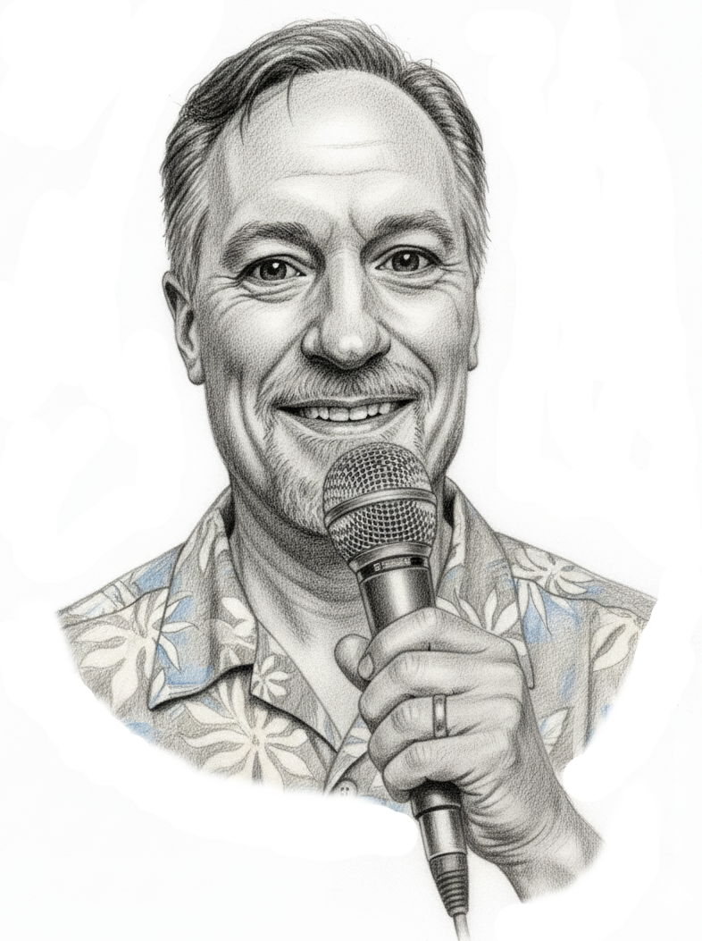 sketch of Don on mic